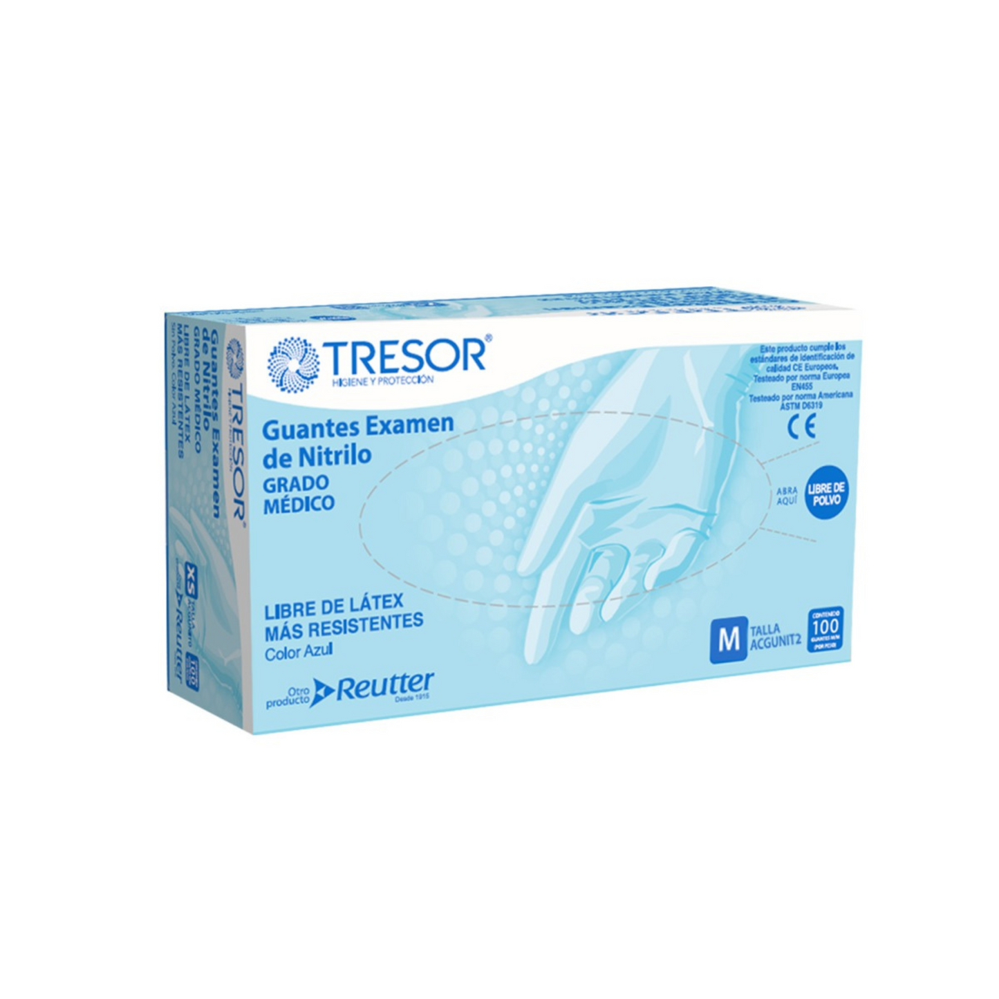 Guantes examinación nitrilo celeste